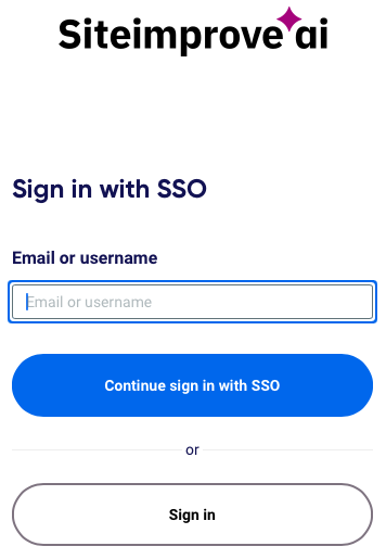 Siteimprove SSO Sign-in Screen